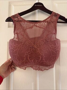 PINK Victoria's Secret Mauve Lace High-Neck Bralette